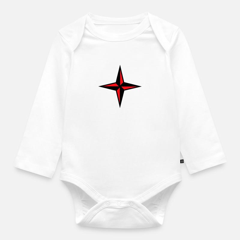 Rose de vent, vent, rose, compas, le nord, le sud, - Body Bébé bio manches longues - blanc