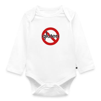 No Gluten - Organic Longsleeve Baby Bodysuit - white - Front