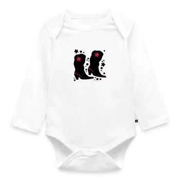 Cowboy Stiefel - Baby Bio-Langarm-Body - Weiß - Vorne