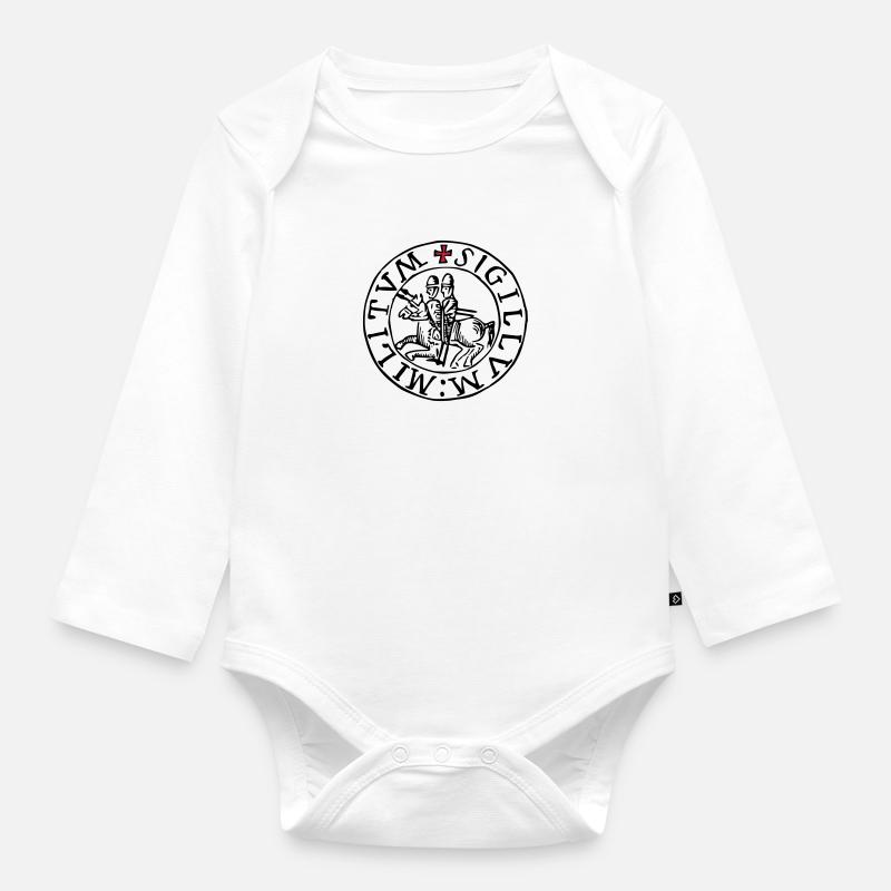 templar knights seal - Body Bébé bio manches longues - blanc