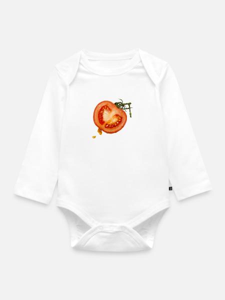 Tomate - Baby Bio-Langarm-Body - Weiß