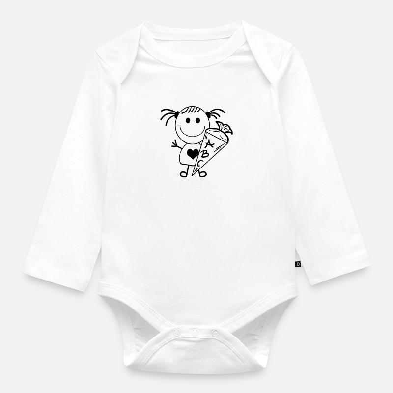 Schulkind Strichmädchen - Baby Bio-Langarm-Body - Weiß