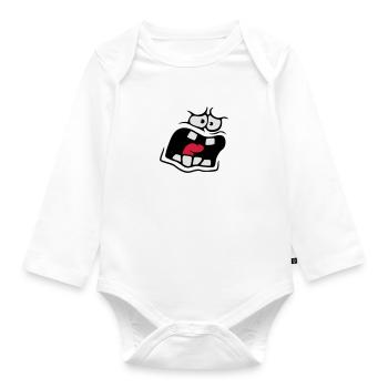 Screaming Anxious Comic Cartoon Face - Organic Longsleeve Baby Bodysuit - white - Front