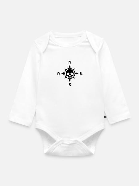 Skull Kompass Schädel - Baby Bio-Langarm-Body - Weiß
