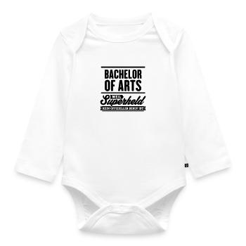 Superheld Bachelor of Arts - Baby Bio-Langarm-Body - Weiß - Vorne