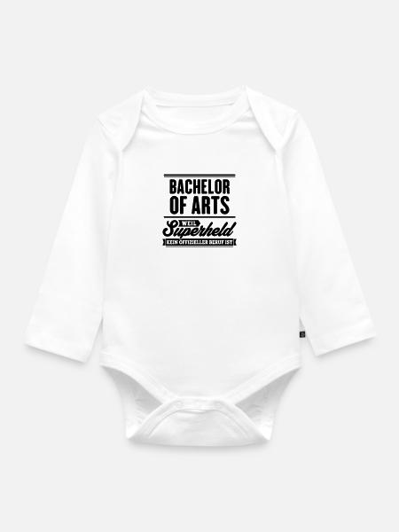 Superheld Bachelor of Arts - Baby Bio-Langarm-Body - Weiß