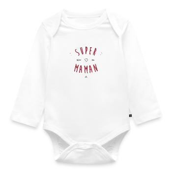 Super maman - Body Bébé bio manches longues - blanc - Devant