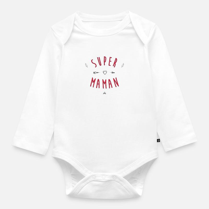 Super maman - Body Bébé bio manches longues - blanc