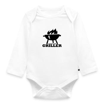 Natural Born Griller - BBQ Master, BBQ, Grilling - Organic Longsleeve Baby Bodysuit - white - Front