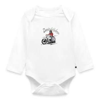 Simson Schwalbe Zweitaktfahrer - Baby Bio-Langarm-Body - Weiß - Vorne