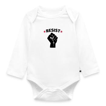 Faust Widerstand Protest - Baby Bio-Langarm-Body - Weiß - Vorne