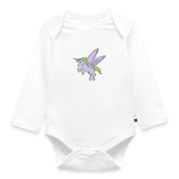 Unicorn with wings - Organic Longsleeve Baby Bodysuit - white - Front
