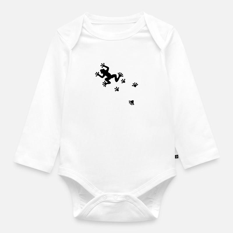 WALKING FROG - Baby Bio-Langarm-Body - Weiß