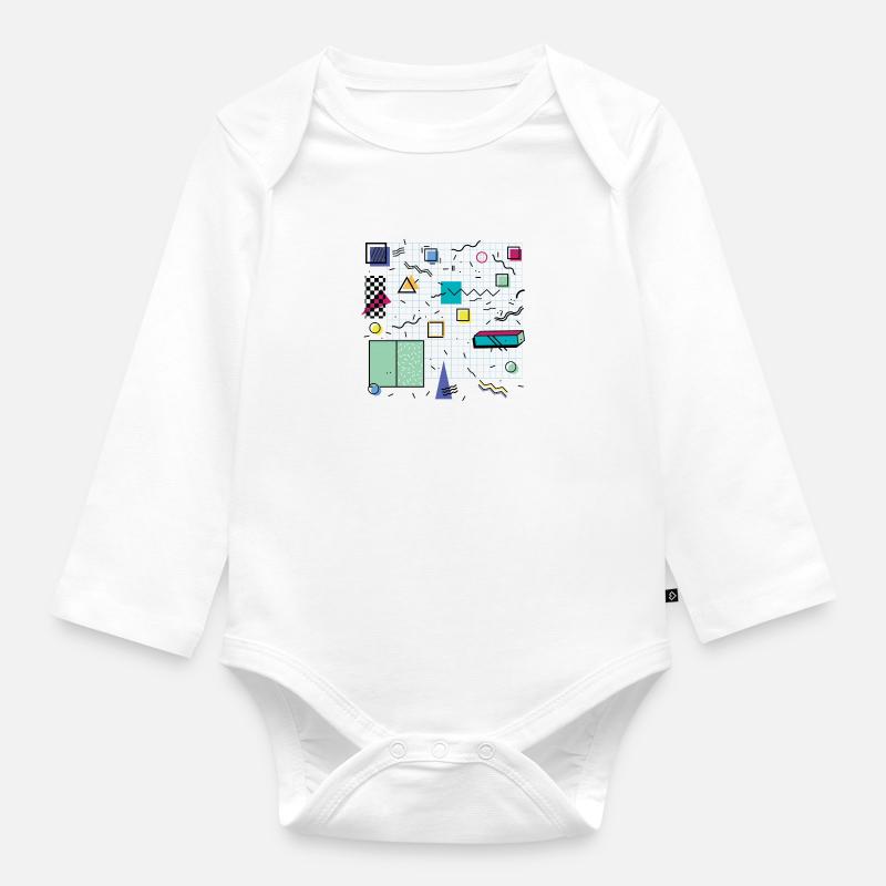 Eldram's Eighties Abstract 01 - Baby Bio-Langarm-Body - Weiß