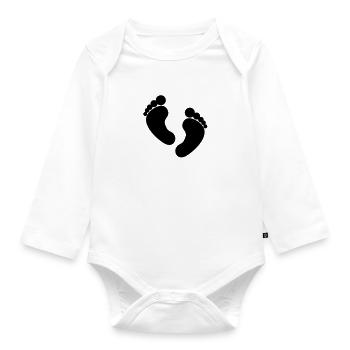 füsse symbol - Baby Bio-Langarm-Body - Weiß - Vorne