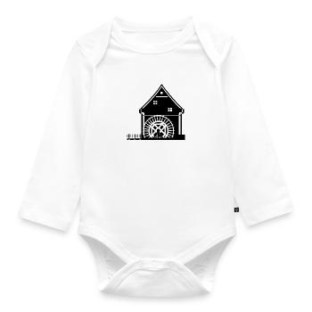 windmill windmill wind turbine windrad6 - Organic Longsleeve Baby Bodysuit - white - Front