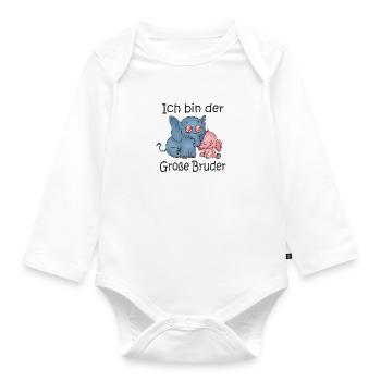 Ich Bin Der Grosse Bruder B - Body Bébé bio manches longues - blanc - Devant