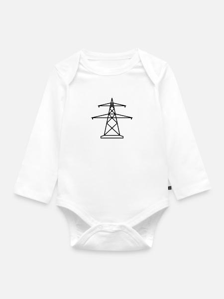 palo elettrico palo elettrico linea elettrica forte corrente ge - Body ecologico per neonato a manica lunga - bianco