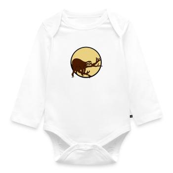 night moon sun evening round circle sloth despan - Organic Longsleeve Baby Bodysuit - white - Front