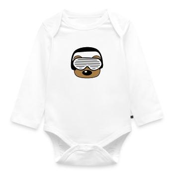 gesicht kopf feiern party dj kopfhoerer musik spas - Baby Bio-Langarm-Body - Weiß - Vorne