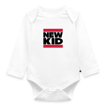 New Kid im Dubstep Look - Baby Bio-Langarm-Body - Weiß - Vorne