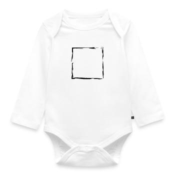 frame square edging square square brush lini - Organic Longsleeve Baby Bodysuit - white - Front