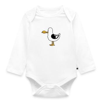 funny moeve beach bird hunger - Organic Longsleeve Baby Bodysuit - white - Front