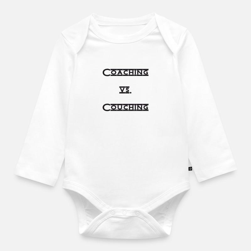 coaching vs. couching - Organic Longsleeve Baby Bodysuit - white
