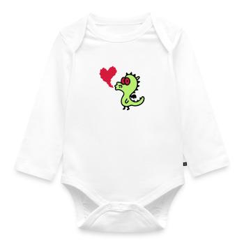 Dragon amoureux avec coeur 3 - Body Bébé bio manches longues - blanc - Devant