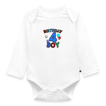 Birthday Boy 4 - Baby Bio-Langarm-Body - Weiß - Vorne