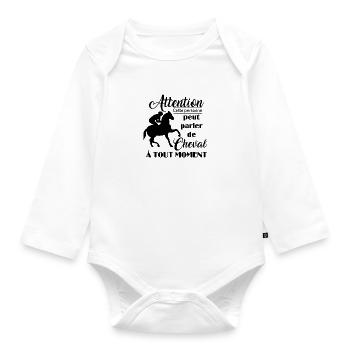 Cadeau pour cavalière - Body Bébé bio manches longues - blanc - Devant