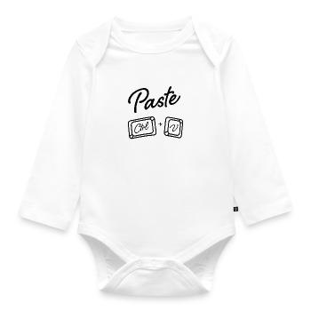 Eltern und Kind Outfit Paste Ctrl + V Einfügen - Baby Bio-Langarm-Body - Weiß - Vorne