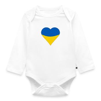 Flagge der Ukraine, ich bin mit der Ukraine - Baby Bio-Langarm-Body - Weiß - Vorne