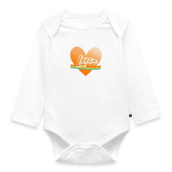 Orange heart love retro style - Baby Bio-Langarm-Body - Weiß - Vorne
