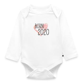 Born 2020 Herz 4 - Baby Bio-Langarm-Body - Weiß - Vorne