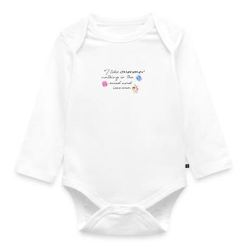 été, soleil, crème glacée, glace, typo, police, tongs - Body Bébé bio manches longues - blanc - Devant