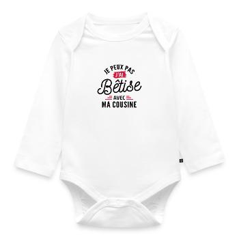 je peux pas j ai bêtise avec ma cousine - Body Bébé bio manches longues - blanc - Devant
