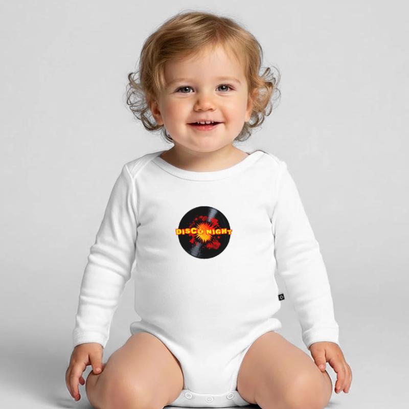 Disco Night Exploding Long Playing Record Organic Longsleeve Baby Bodysuit