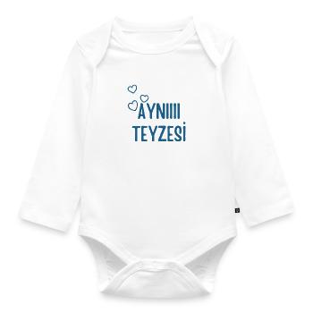 Ayniii Teyzesi / komik/Türkisch/ Tante lustig - Baby Bio-Langarm-Body - Weiß - Vorne