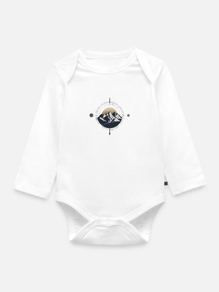 Randonnée à la Boussole de montagne - Body Bébé bio manches longues - blanc