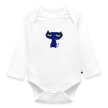 traurige blaue Katze - Baby Bio-Langarm-Body - Weiß - Vorne