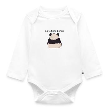 no talk me I angy meme panda illustration - Organic Longsleeve Baby Bodysuit - white - Front