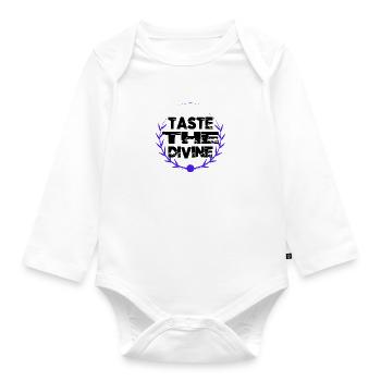 blissful cooking cool funny humor happy - Organic Longsleeve Baby Bodysuit - white - Front