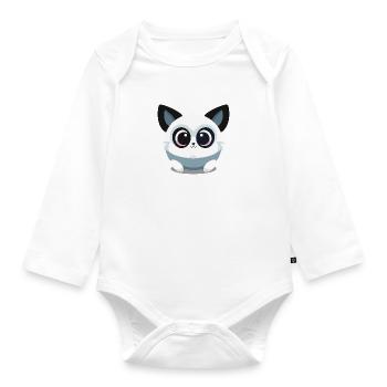Cute Animal - Organic Longsleeve Baby Bodysuit - white - Front