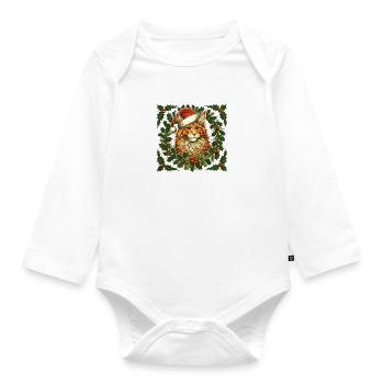 Ingwer Katze Weihnachten - Baby Bio-Langarm-Body - Weiß - Vorne