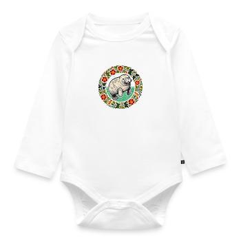 Manatee - Organic Longsleeve Baby Bodysuit - white - Front