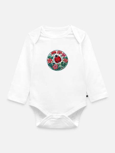 Marienkäfer - Baby Bio-Langarm-Body - Weiß