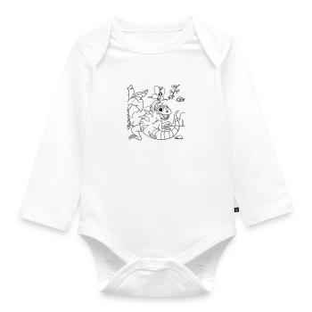 Iguana Kids Motif DIY Coloring Page for Creatives - Organic Longsleeve Baby Bodysuit - white - Front