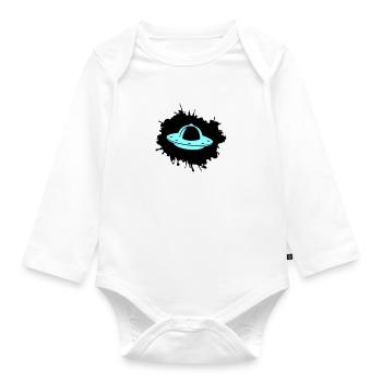 Ufo Klecks - Baby Bio-Langarm-Body - Weiß - Vorne