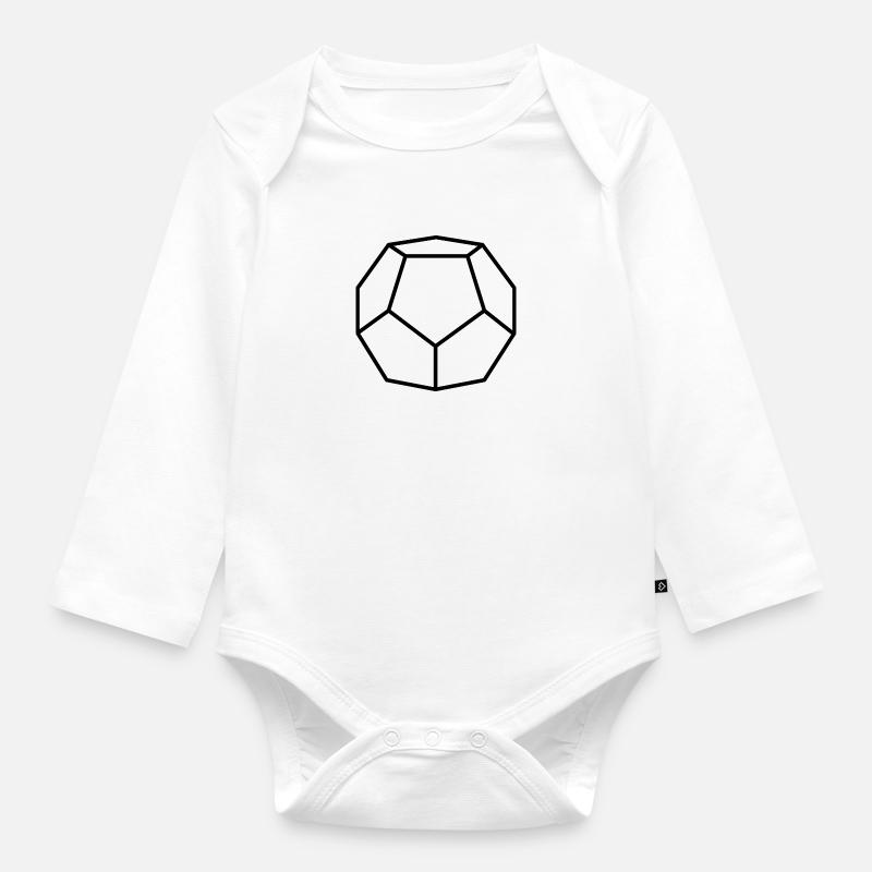 Dodécaèdre noir - Body Bébé bio manches longues - blanc